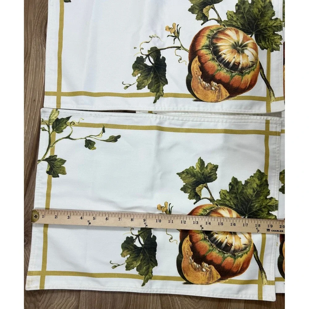 Williams Sonoma Placemats Set/4 White Botanical Pumpkin Harvest Autumn Cotton